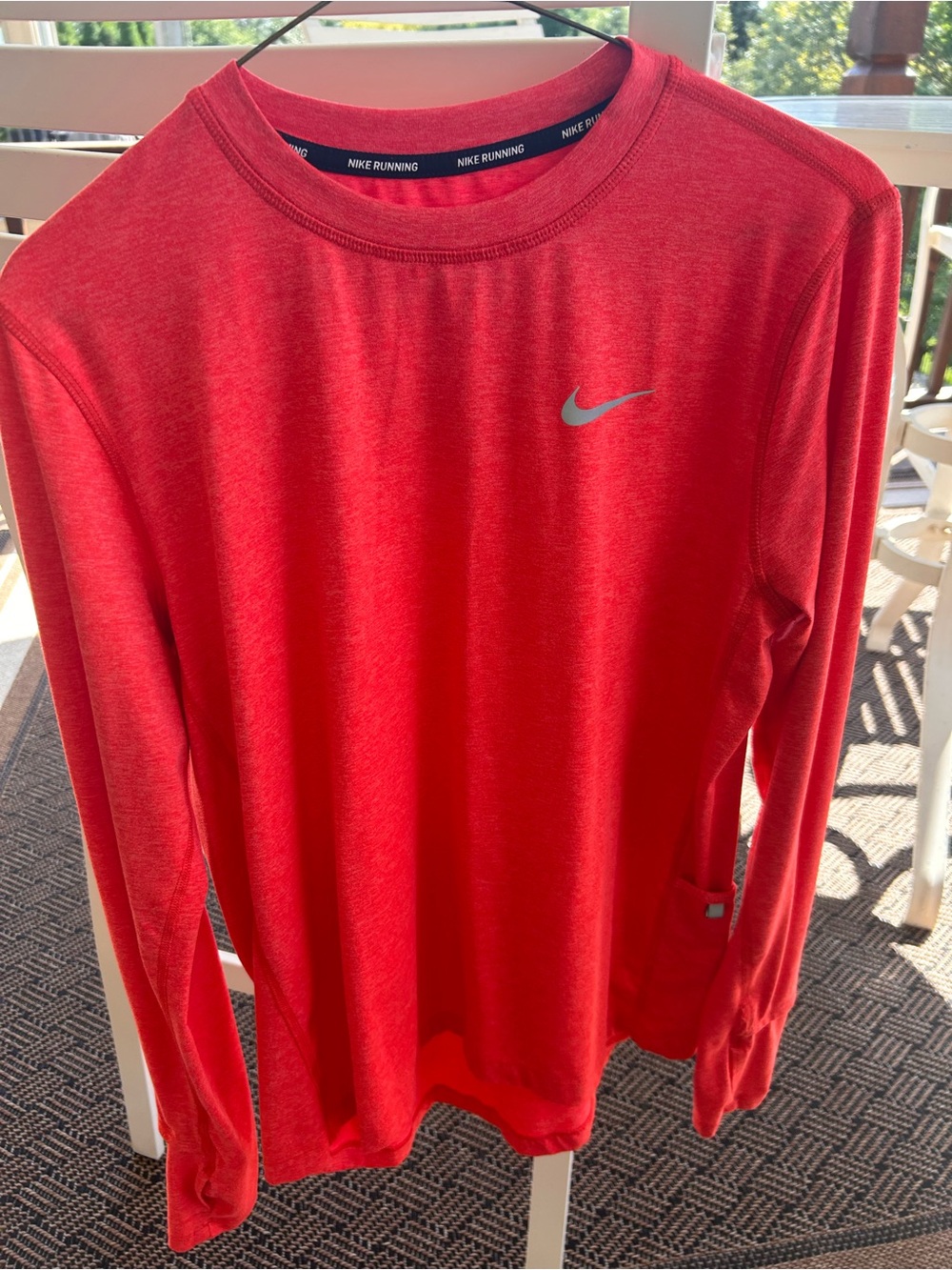 Nike Men’s Long Sleeve Running Tee - Orange with Silver Swoosh